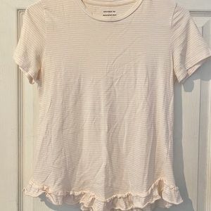 Banana Republic Pink +White Striped Ruffle Top